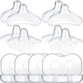Nuanchu 8 Pcs Nipple Shields for Nursing Newborn Breastfeeding 20 mm 15 mm Nipple Shield Bulk Silicone Protector with Clear Carrying Case for Protecting Sore, Flat or Inverted