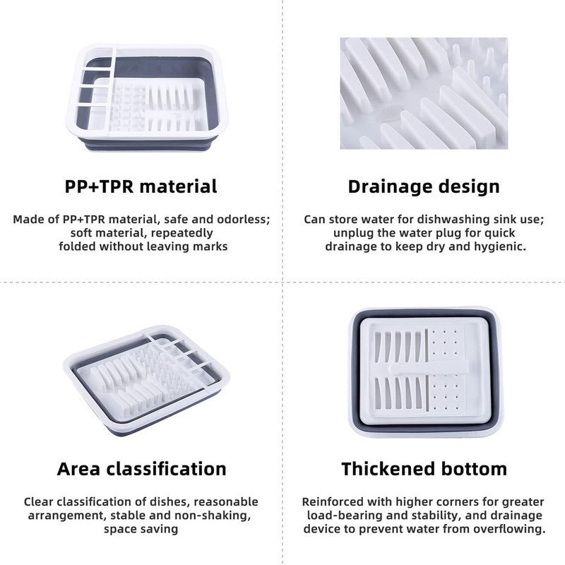 THANSTAR Collapsible Dish Drying Rack for RV Kitchen, Foldable Drainer