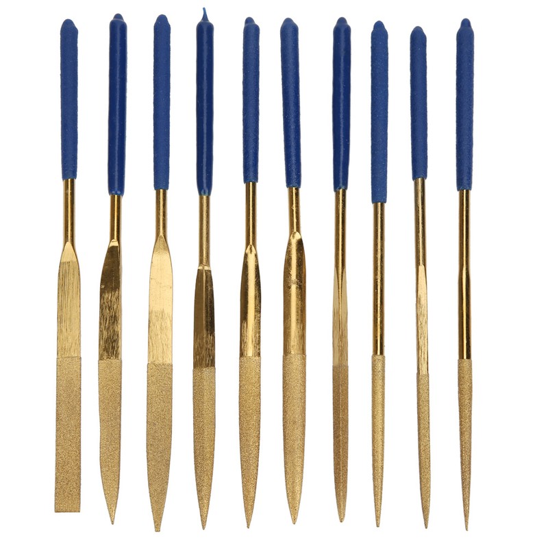 10Pcs Set 4x160mm Mini Titanium Plated Diamonds Needle File Kit