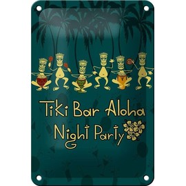 Blechschild 18 x 12 cm Tiki Bar Aloha - Night Party - DekoNo7
