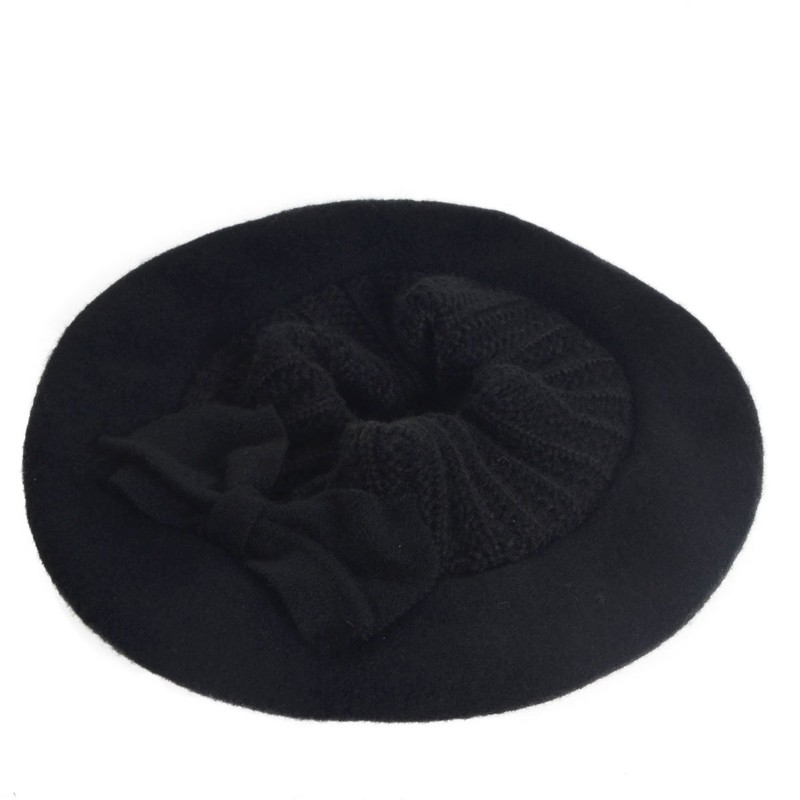 VECRY Lady French Beret 100% Wool Beret Floral Dress Beanie