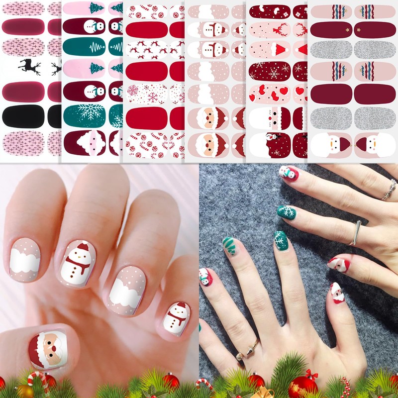 12 Sheets Halloween & Christmas Nail Polish Stickers Full Wraps,