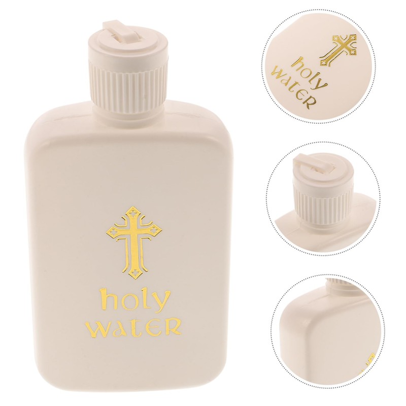 iplusmile 4pcs Decorative Holy Water Bottles Cross Pattern Vials for