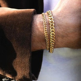 Gold Bracelets for Men Gold Chain Bracelet Mens Gold Bracelet Gold Plating Silver Stainless Steel Bracelet Trendy Jewelry Gifts