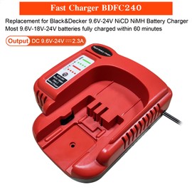 Replacement for Black and Decker FSMVC 9.6V-24V Battery Fast Charger BDCCN24 BDFC240, Compatible with Black & Decker 9.6V 12V 14.4V 18V 24V Ni-Cd & Ni-MH Battery HPB24 HPB18 FSB18 HPB14 HPB12 HPB96
