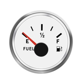 0-90 ohm Fuel Level Gauge, White Marine Boat Fuel Gauge, Automotive Gas Fuel Tank Meter Gauge for Car RV Truck Vehicle, with 52mm Dial & LED Backlight