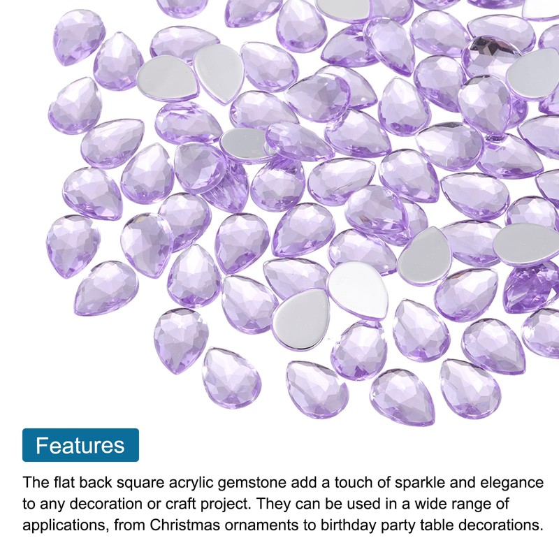 MECCANIXITY 200PCS Flat Back Acrylic Teardrop Gems 10x14mm Artificial Rhinestones