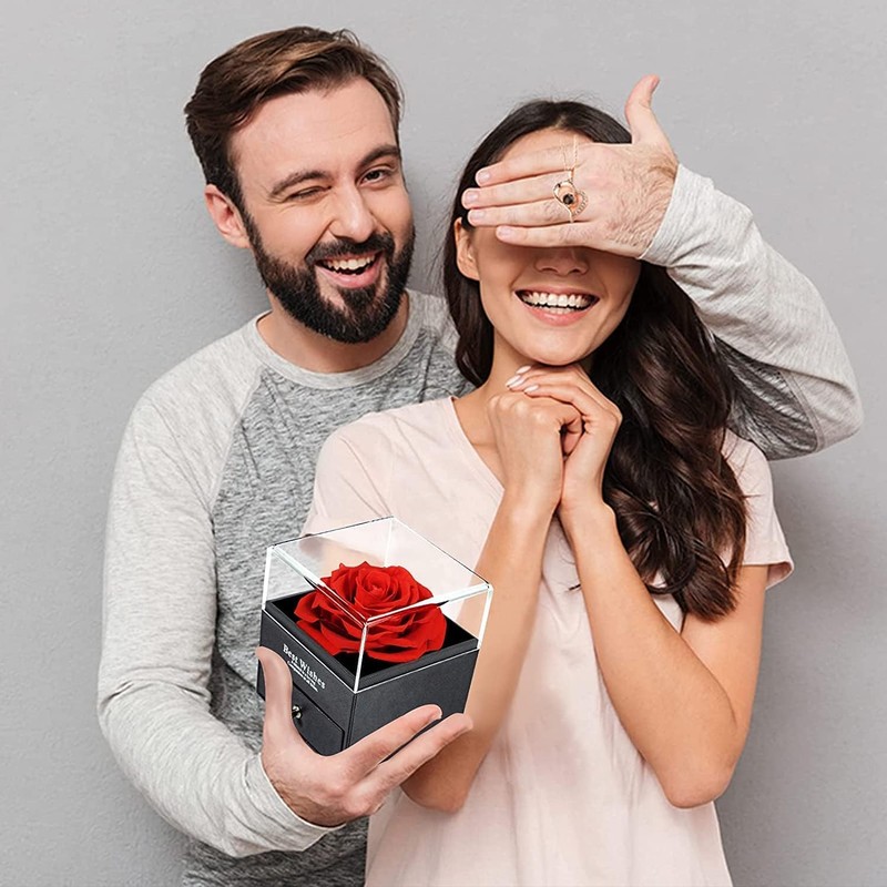 Flor Rosa Eterna, Caja de Regalo de Rosa Roja Eterna