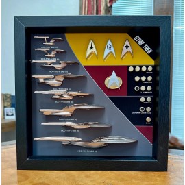 Ship & Combadge Display Shadow Box Star Trek, Enterprise, Large *Fan Made*, w/ G