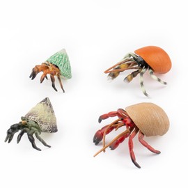 Framendino, 4 Pack Realistic Sea Animals Hermit Crab Figurines Model for Home Decorations