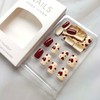 Short Press on Nails Red Heart Square Fake Nails Red
