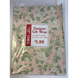 NOS 1980's Vtg Floral Light Pink Roses  Gift Wrap Paper