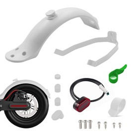 Sinxioer Scooter Rear Mudguard, with Rear Light and Shift Paddles, Mudguard Holder with Screws, for M365/1S Scooter Rear Mudguard Mudguard (White)