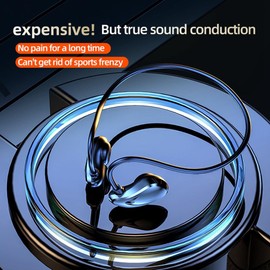 Fahgaer Wireless Bluetooth 5.3 Headphone with Mic Air Conduction Sports Hanging Ear Outdoor Noise Canceling Headset-Gray