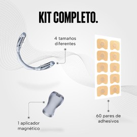 Sleep Ritual Tira Nasal Magnética Reutilizable para Dormir y para Deporte Antironquidos, Incluye 4 Tiras de Diferente Tamaño, 60 Adhesivos de Repuesto y Aplicador