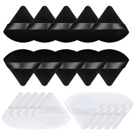 24Pcs Esponjas De Polvo Triangulares Para Polvo Facial, Esponja De Maquillaje Triangular, Soplos De Polvo, Puffs Polvo Triángulo Para Polvos Sueltos o Rubor De Base, Cosmético, Nergo y Blanco