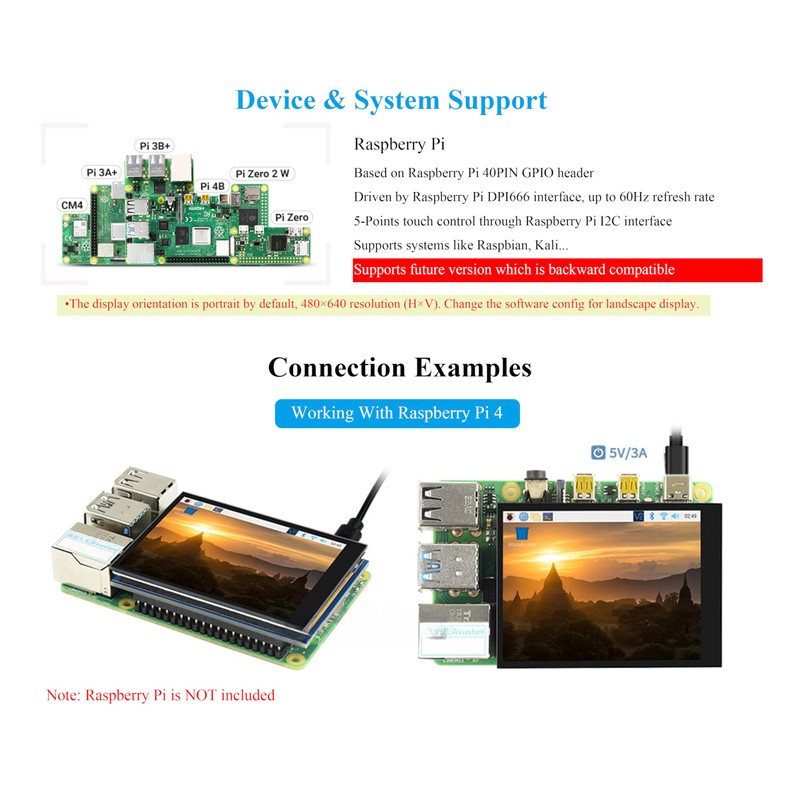 2.8inch DPI LCD Screen Compatible with RPi 5/4B/3B+/3B/3A+/Pi Zero/Zero W/WH/Zero