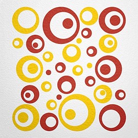 WANDfee® Wall Tattoo, Circles, Dots, 50 Stickers, Colour Choice For Children's Bedroom, Living Room, Hallway, Bathroom, Kitchen, Tile Stickers, red