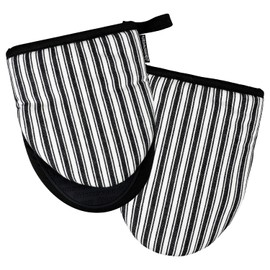 Homewear Marlow Silicone Mini Mitt Set, Heat and Slip Resistant, Recycled Cotton with Soft Lining, Thick Kitchen Gloves for Cooking, Black