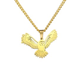 LIKGREAT Animal Necklace Phoenix/Owl Necklace Stainless Steel Round Pendant Chain Jewellery Birthday Gift for Men Women (Owl-G)