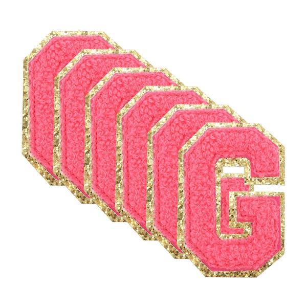 sourcing map 6pcs Glitters Chenille Letter Patches 8.4cm / 3.3"