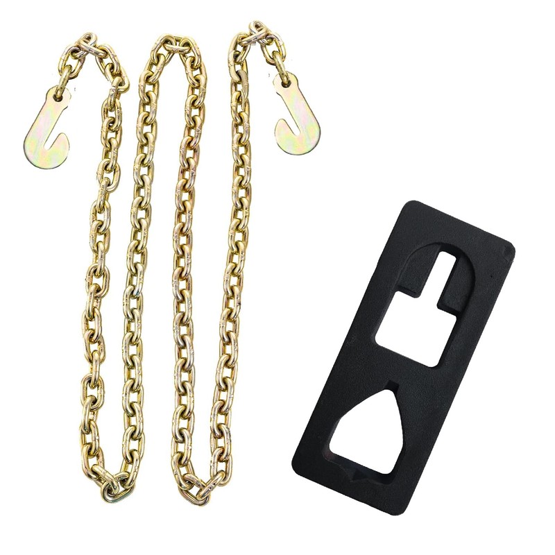 T Post Puller Plate with 47in Chain - Heavy-Duty Steel