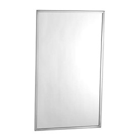 Bobrick B-165 Contemporary Metal Wall Mirror | Glass Panel | Stainless Steel Framed Mirror Set Design | Mirrored Rectangle Hangs Horizontal or Vertical (18Wx24H)