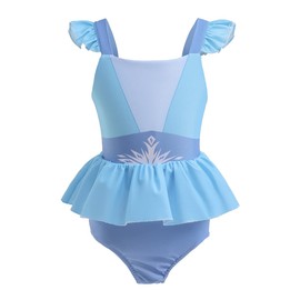 HIHCBF Traje de baño tankini de dos piezas para niñas, traje de baño con volantes, traje de baño para surf, playa, verano, natación, Elsa (Una Pieza), 3 Años/4 Años