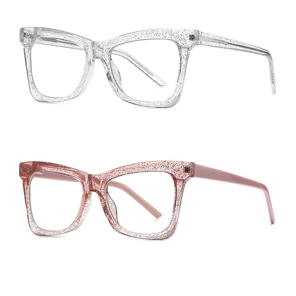 Melrose Women's Blue Light Blocking Glasses Big Frame Glitter Fashion