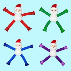 Anditoy 4 Pack Santa Claus Suction Cup Pop Tubes Toys Sensory Toys for Kids Boys Girls Christmas Stocking Stuffers Gifts