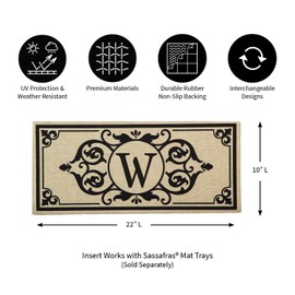 Cambridge Monogram Burlap Sassafras Switch Mat, Letter W - 22 x 1 x 10 Inches