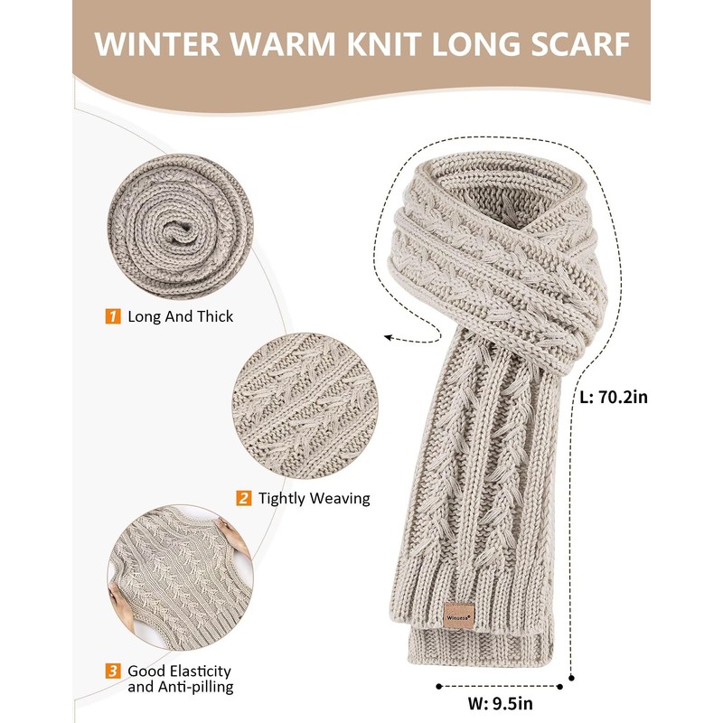 Womens Beanie Hat Scarf Gloves Set, Soft Fleece Lined Winter