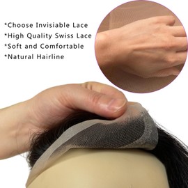 Voloria Men Forehead Hairline Toupee HD Invisible Lace Hairline Lace front Skin PU Back Man Hairpieces Frontal Hair Topper for Receding Replacement Systems (7.08x1.57INCH, 1A20 Color)