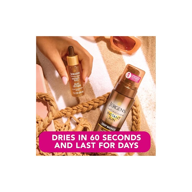 Jergens - Espuma bronceadora natural Glow Instant Sun sin sol,