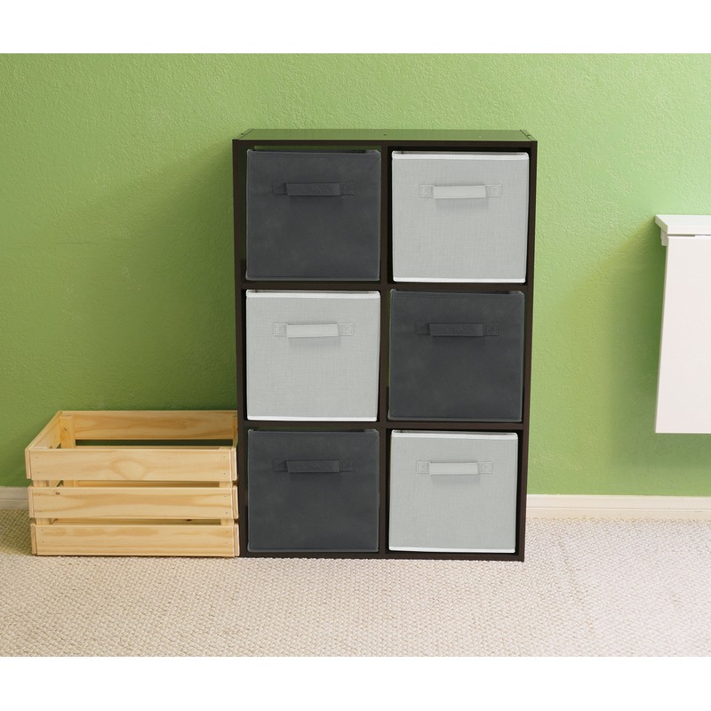 6 Pack - SimpleHouseware Foldable Cube Storage Bin, Dark Grey