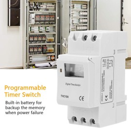 THC15A Timer Switch, 220-240VAC 16A Digital LCD Power Weekly Programmable Timer Relay Switch DIN Rail Digital Programmable Timer Switch