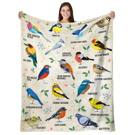 HEIFAM Bird Blanket Birds Gift for Kids, Bird Gifts for Kids, Best Gifts for Bird Lovers, Easily Distracted by Birds Print Blankets, 50x60''