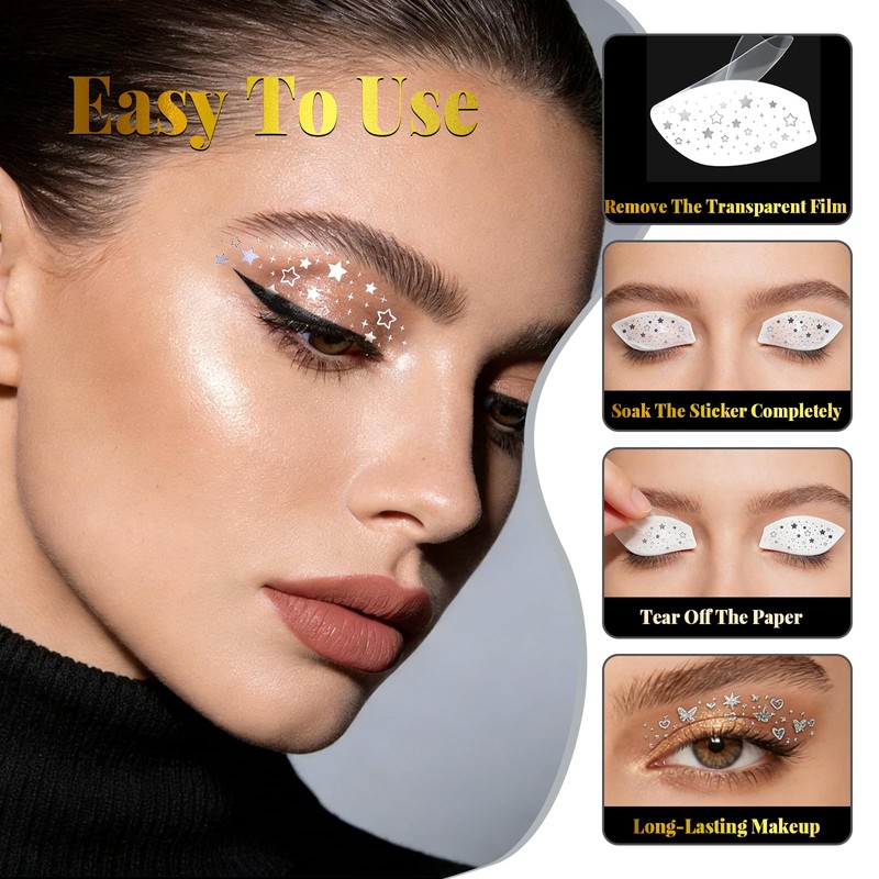 MWOOT Eye Shadow Tattoos, Pack of 12 Eye Makeup Stickers