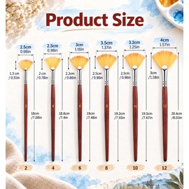 12 Pcs Fan Paint Brush, Fan Brush for Painting