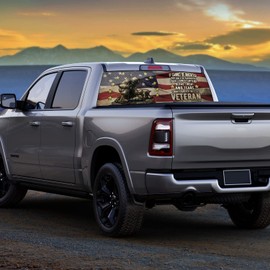 WILDLAVIE Rear Window Perforated Decal Soldier Camouflage American Flag Patriotic Decoration Vinyl Sticker Size 66" x 20" Fit Most Pickup Trucks SUV Cars