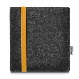 Stilbag Leon e-Reader Case for Tolino Vision 6 | Wool Felt Anthracite - Elastic Band Yellow | Protective Cover Made in Germany