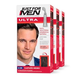 Just For Men Ultra, U-50 Tinte Castaño Negro para Las Canas, paquete de 3