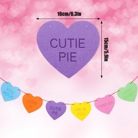 Whaline Valentine's Day Pastel Felt Heart Garland Banner for Indoor Outdoor Wedding Engagement Anniversary Party Favor(9.8 feet)