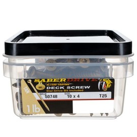 Unbranded 10 x 4" Star Drive Tan XL1500 SaberDrive® Exterior Deck Screws - 48 pcs. Tub