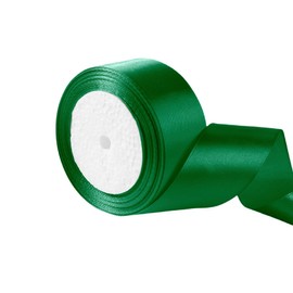 Christmas Satin Ribbon Polyester Ribbons for DIY Crafts Wedding Hair Bow Wreath Party Favors (1.6 Inch Wide) (Dark Green)