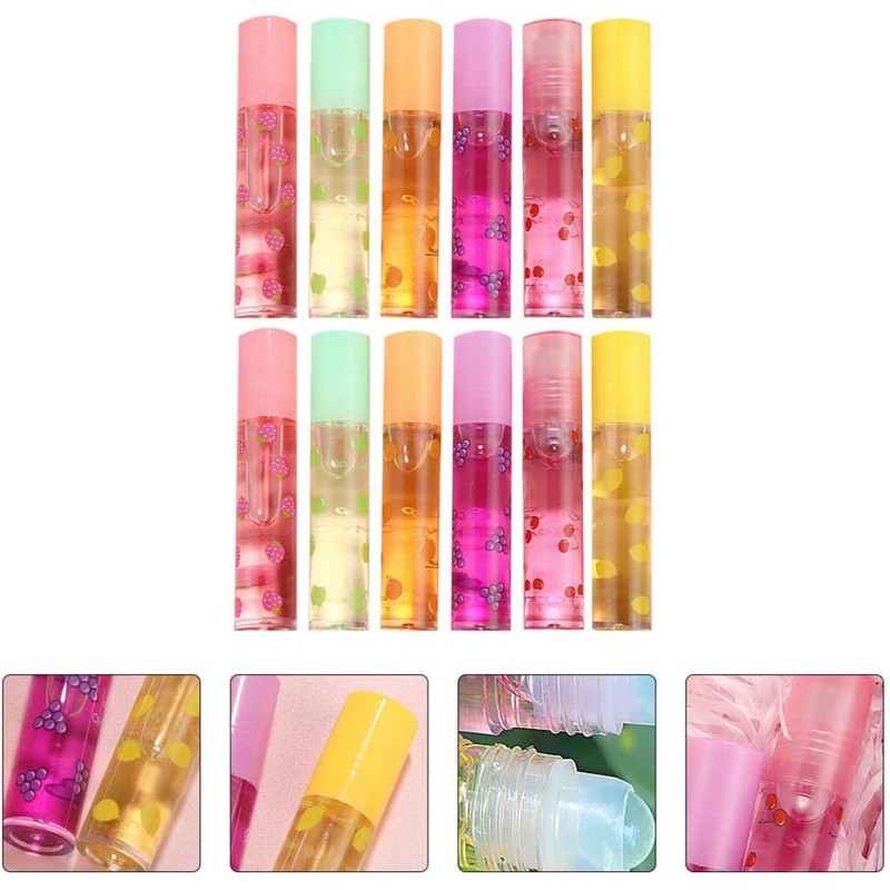 Brillo Labial Transparente Incoloro 12 Piezas Sabor Fruta – Wakauto