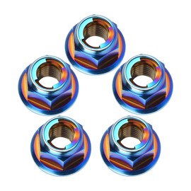 Ruifu Bike Motorcycle Titanium Nuts M6 / M8 / M10 / M12 Lock Nut Flanges 5pcs (M8, Flame Blue)