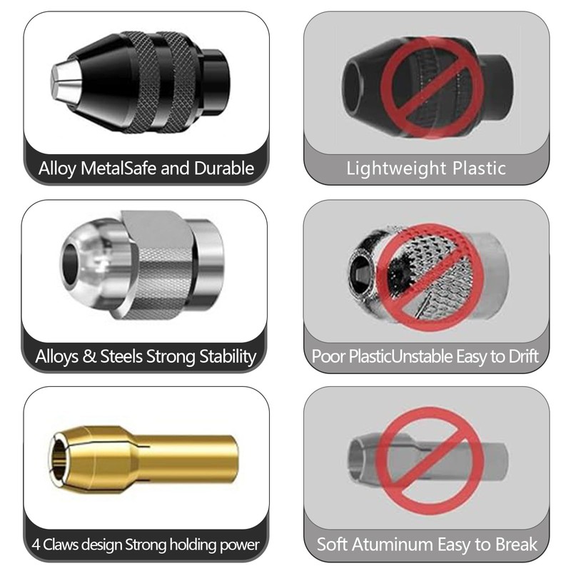 Drill Chuck Collet Set, 0.8-3.2mmBrass Collet Set Metal Nut with