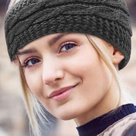Winter Headbands for Women's Hair, Knitted Headband Soft Lining Cable Ear Warmers Comfy Ear Muffs Crochet Ladies Head Band Ski Walks Gifts for Women Girl,knitted head. band for ladies,ladies ear muffs