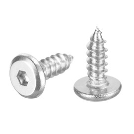 M6 x 16mm Screws (50 Pack), Stainless Steel Hex Socket Cap Screws, Self Tapping Full Thread Bolts for Wood Furniture, Flat Round Head Fasteners